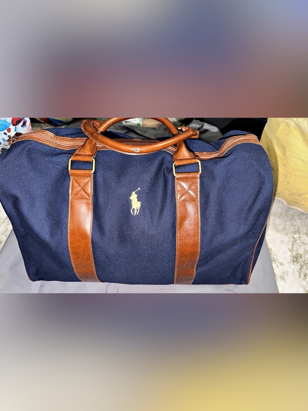 Polo Ralph Lauren Navy & Brown Duffel Bag